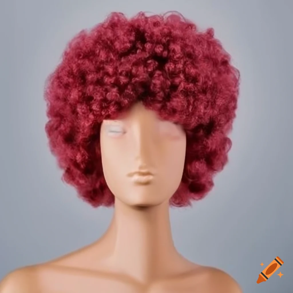 Garnet Afro wig on a mannequin