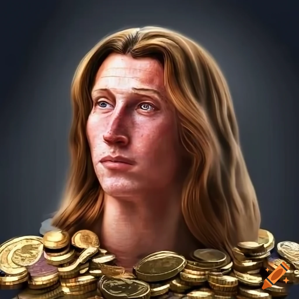Realistic Trevor Lawrence in a pile of treasure and coins representing wealth