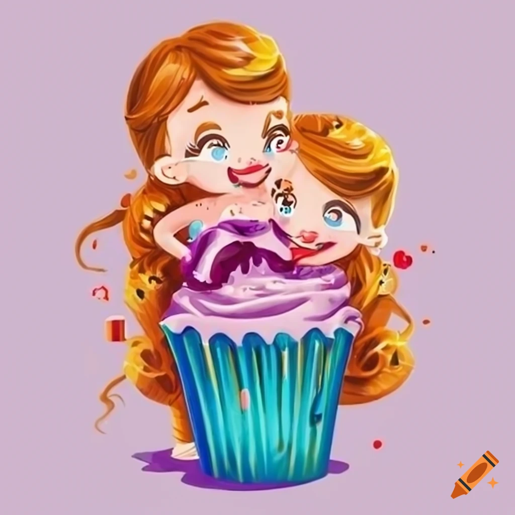Logo of 2 dressed girls sharing a cupcake