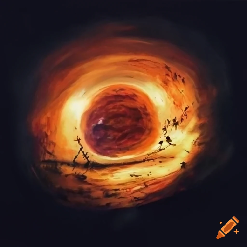 Sun in space portrayed in a sci-fi rough sketch