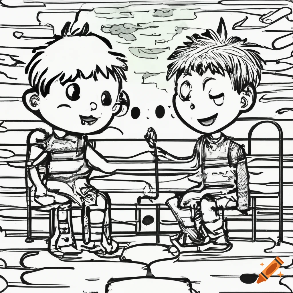 Two boys chatting in a playground