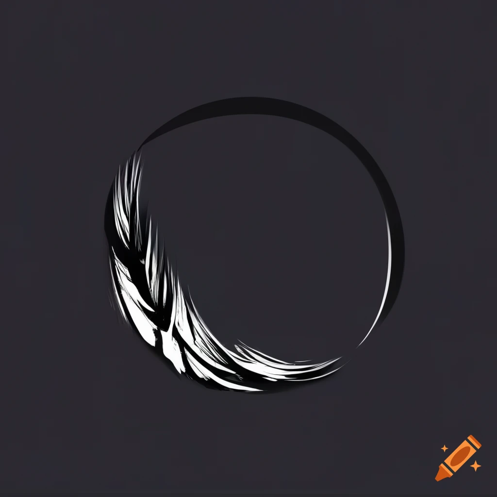 Logo with black feather circle on white background in minimalistic style