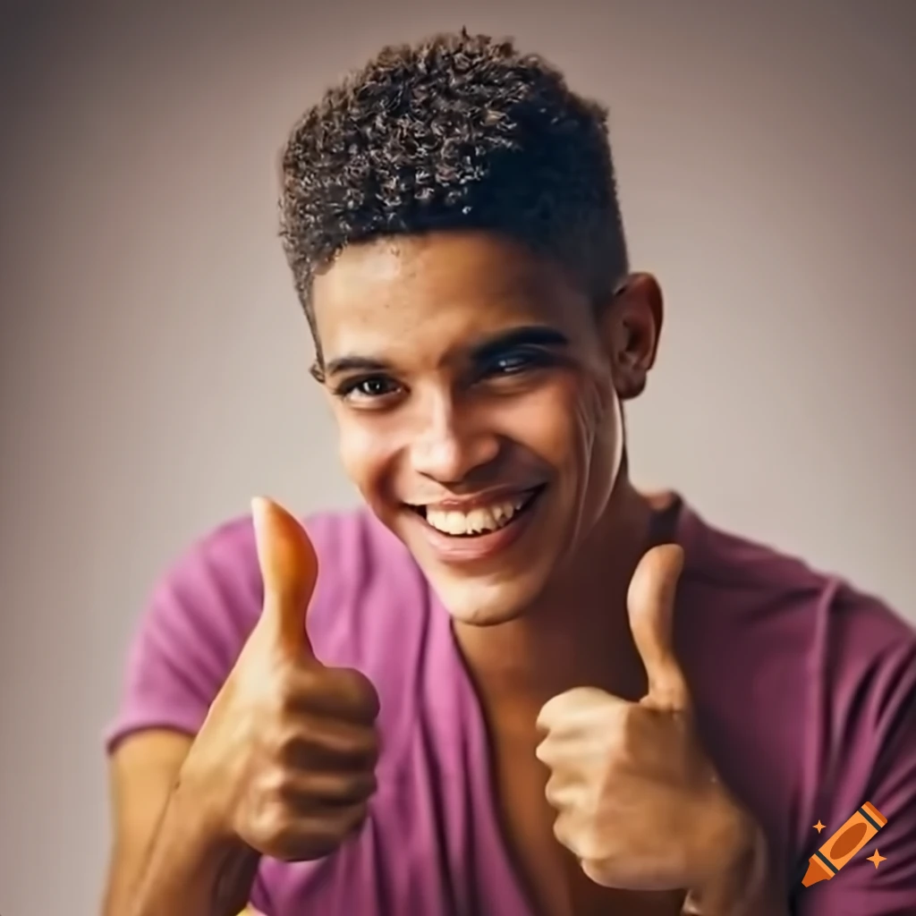 Smiling Cuban college student giving a thumbs up