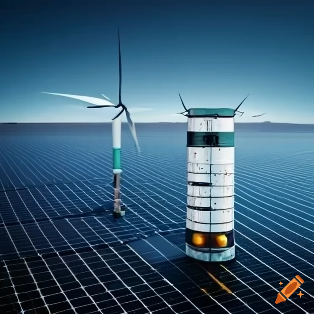 Large battery bank using solar and wind energy to power buildings on ...
