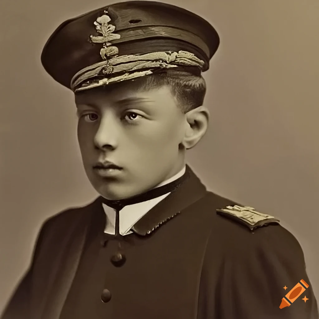 Antique photograph of a dapper young naval captain in uniform