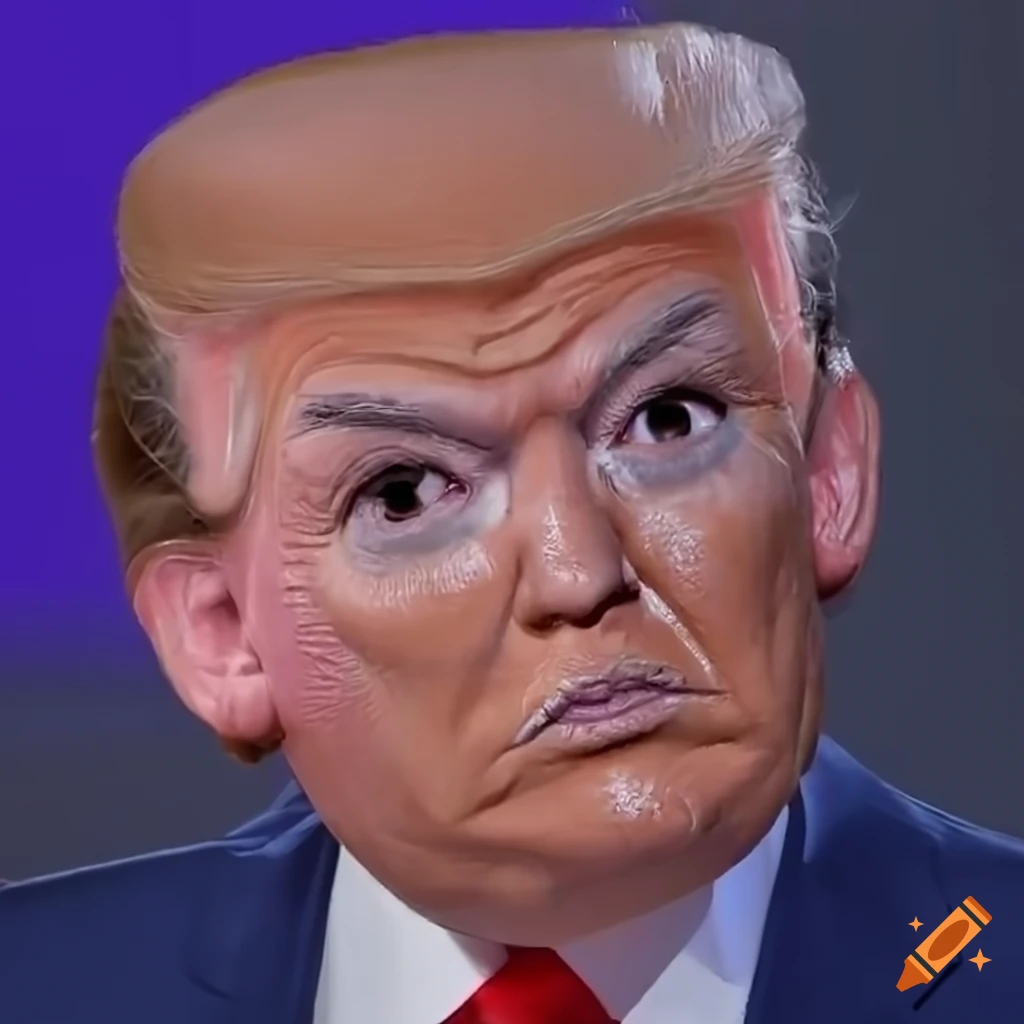 Satirical photo of a dramatic Trump during a debate