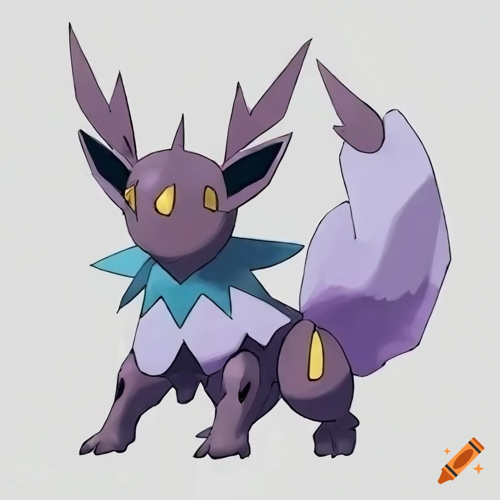 Armored knight-like steel Eeveelution with lance tail and forehead horn in official Pokémon art