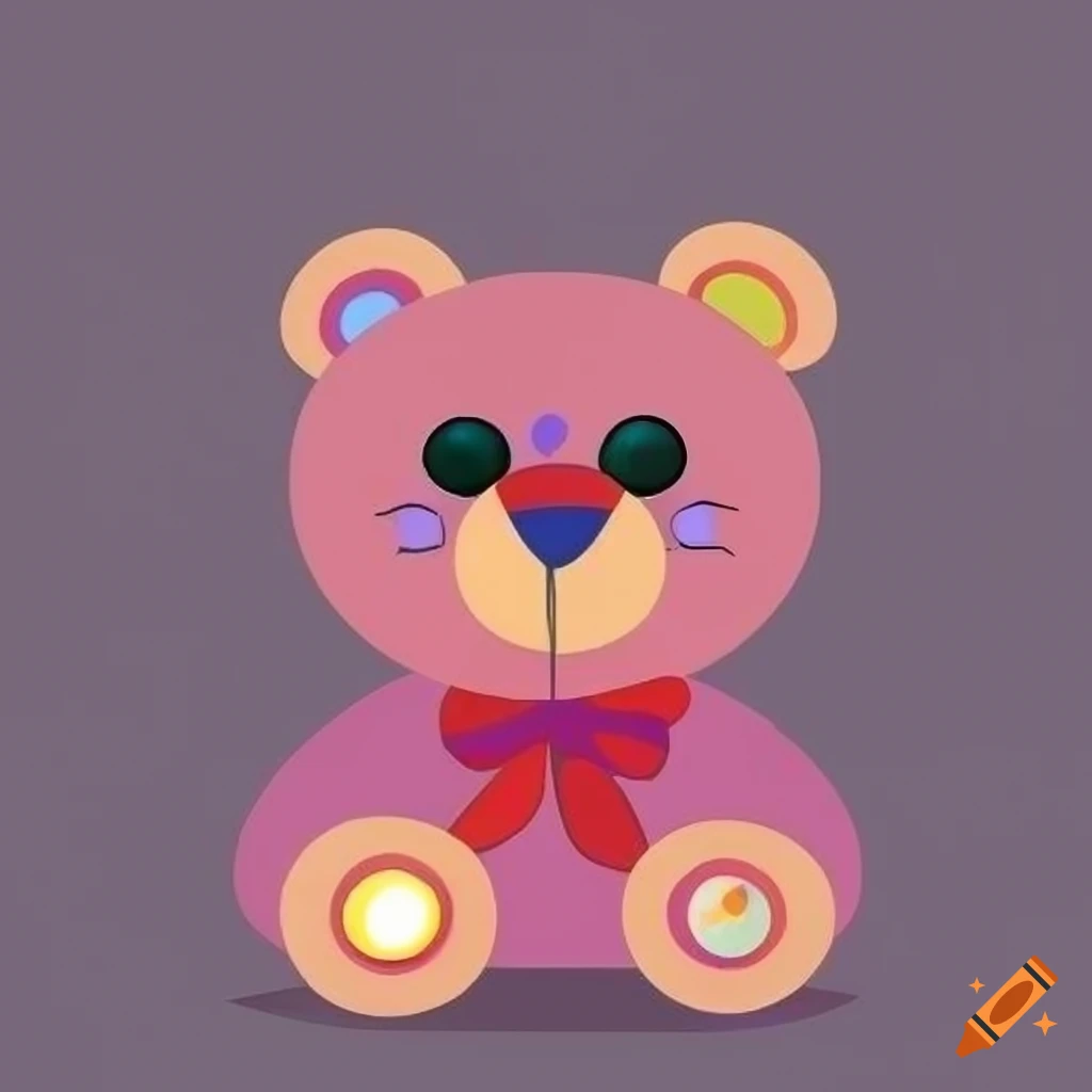 Colorful digital art of a pink teddybear in Kandinsky style