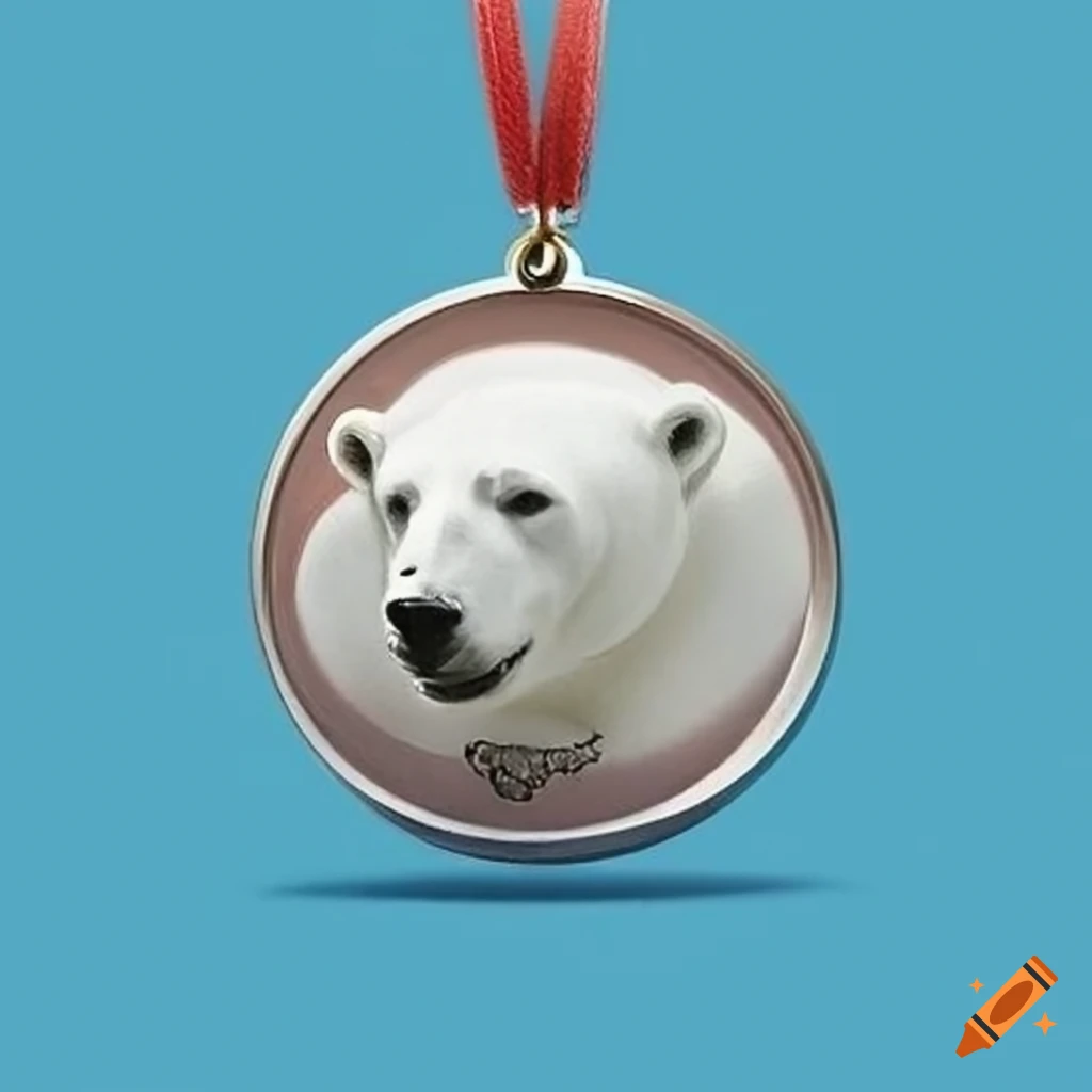 Polar bear themed medal with an icy design