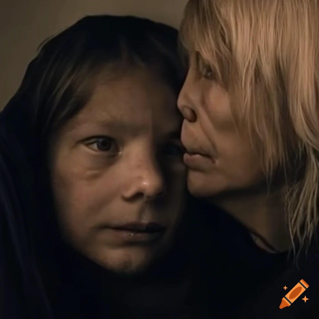 Portrait of a homeless family with emotional depth