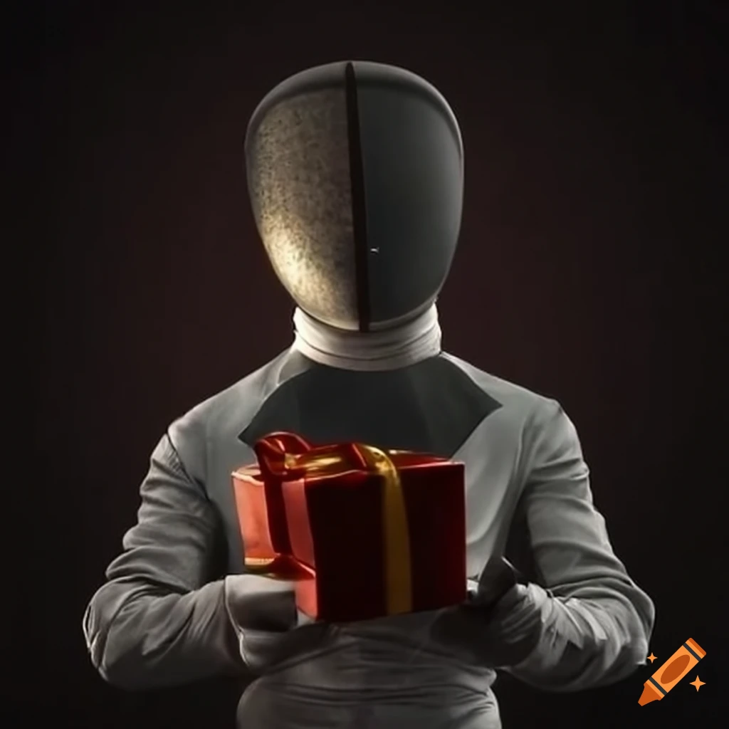 Fencer holding a gift