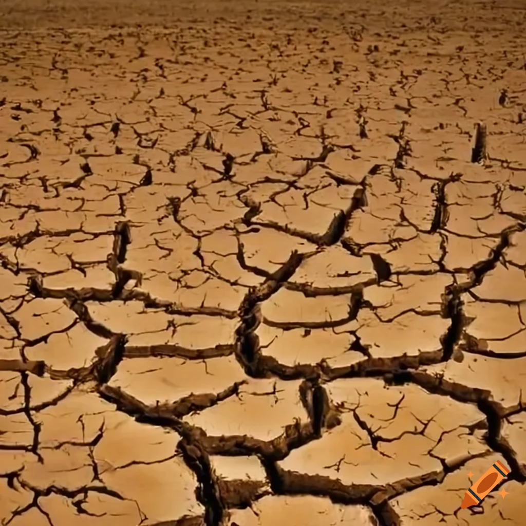 Desolate landscape of drought-stricken land