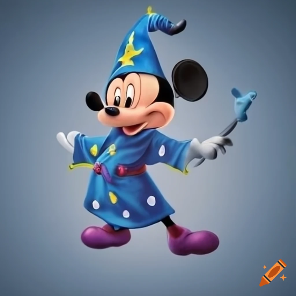 Mickey Mouse in a blue wizard robe on Craiyon