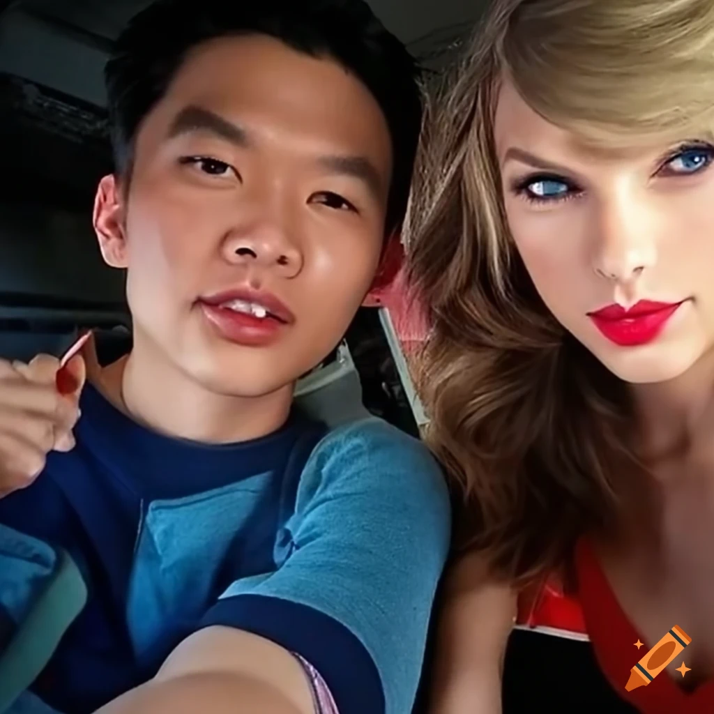 Selfie of Taylor Swift with a male fan