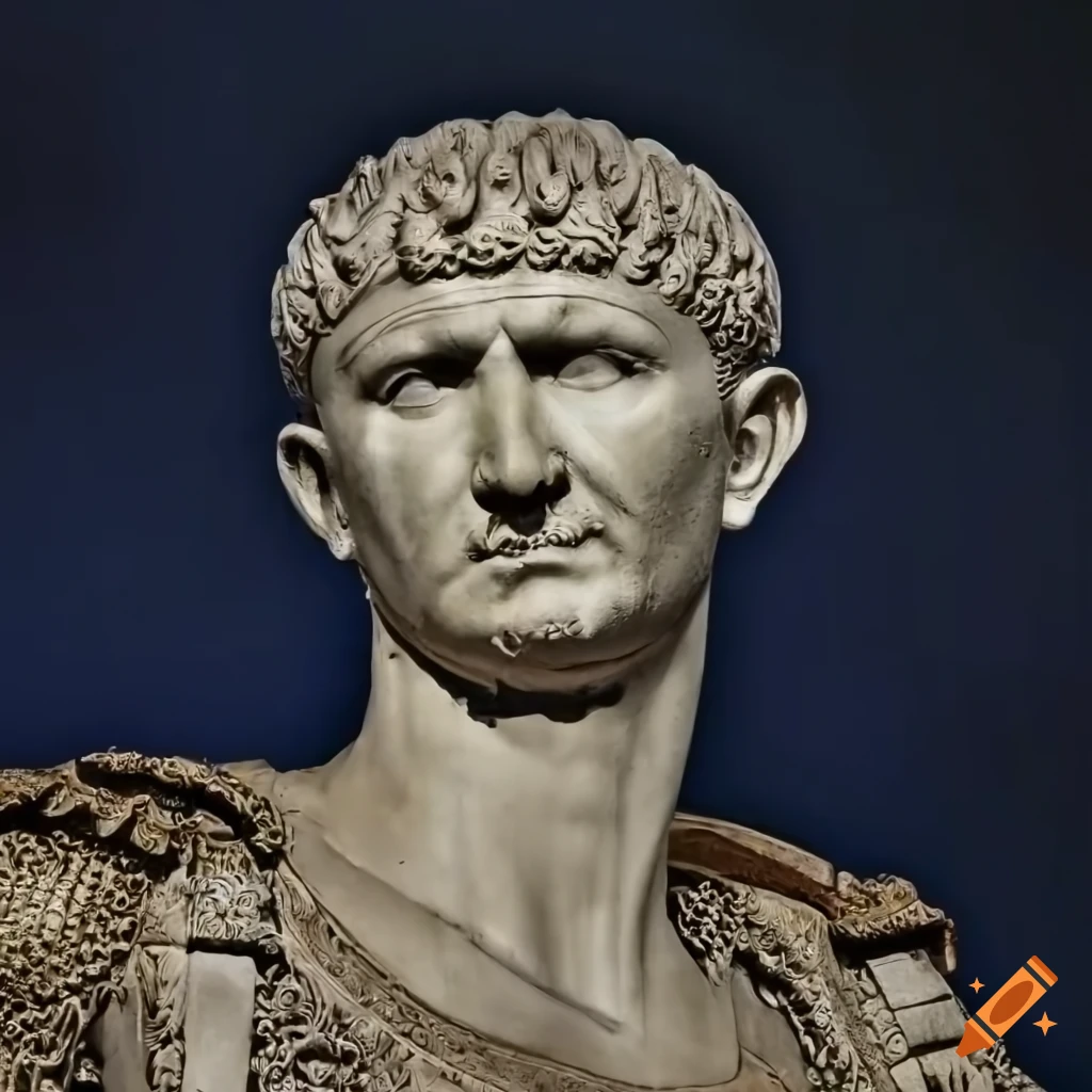 Statue of Emperor Trajan in Roman armor and military dress