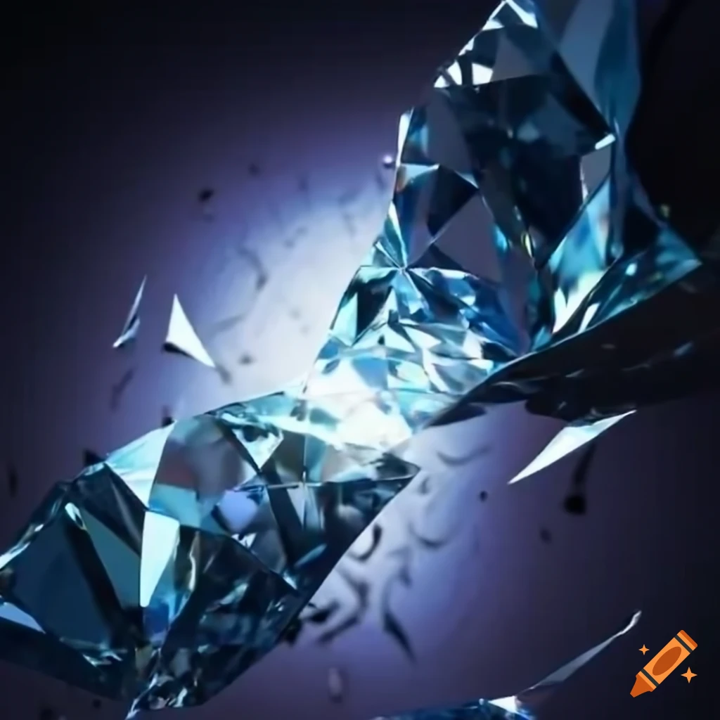 Shattering diamond frozen in time during a break, dramatic
