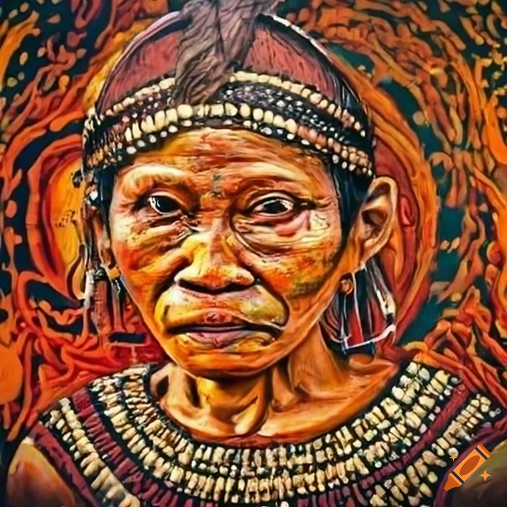 Soil painting art depicting indigenous people in Mindanao
