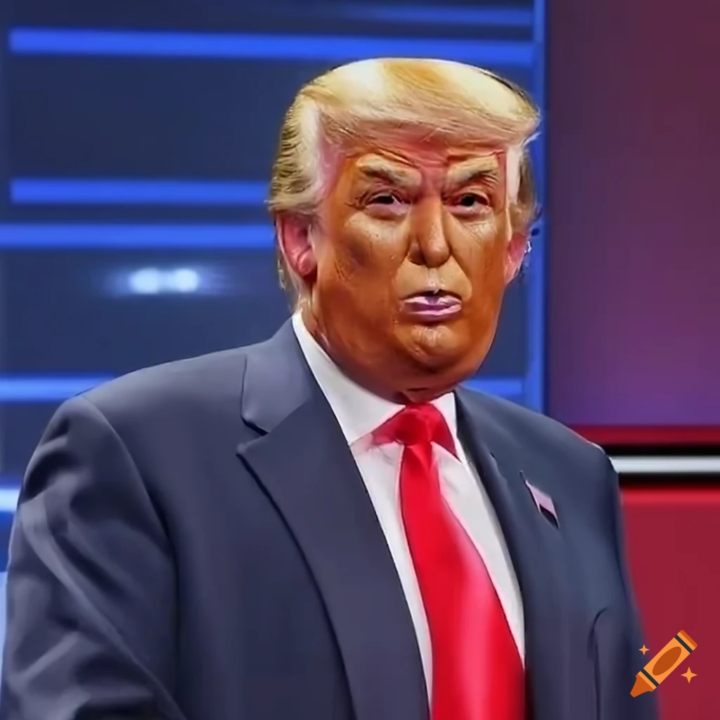 Satirical depiction of a political figure with heavy makeup and exaggerated expressions