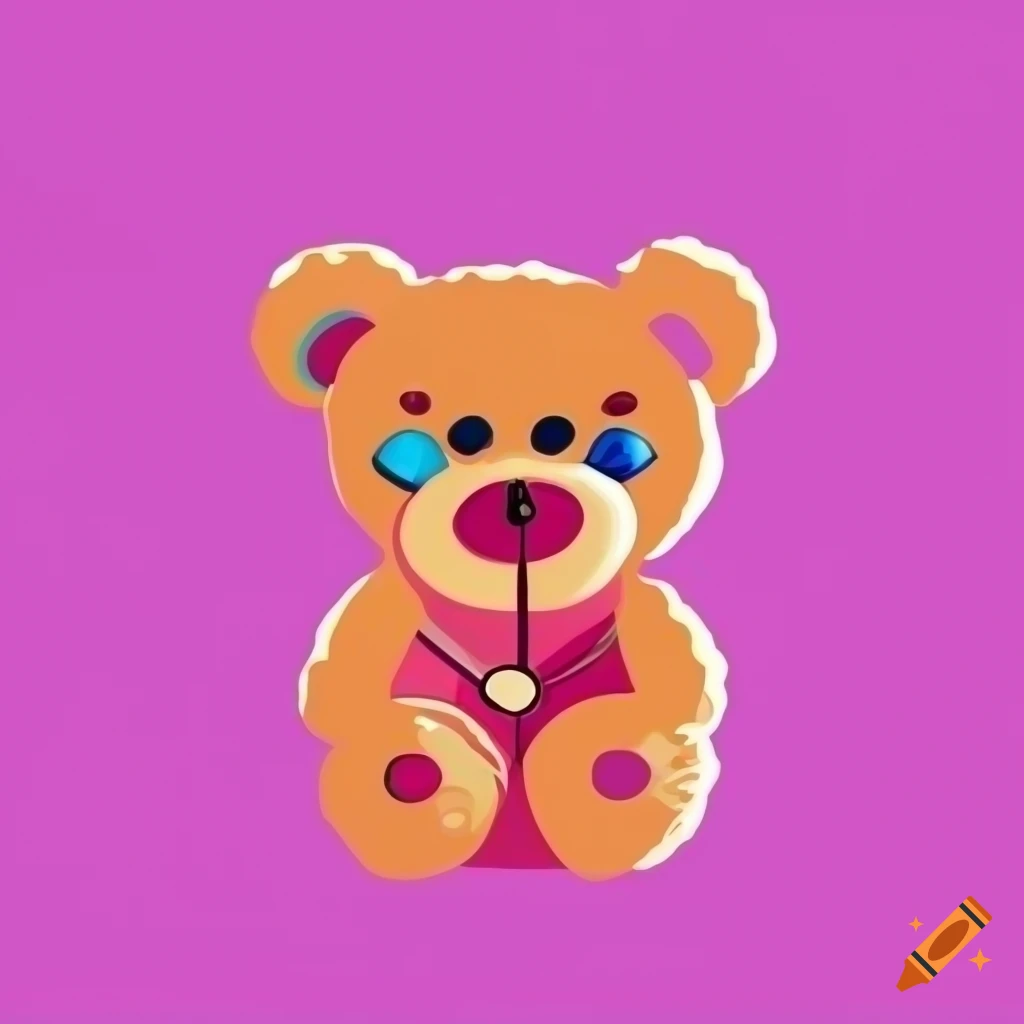 Colorful digital art of a pink teddybear in Kandinsky style