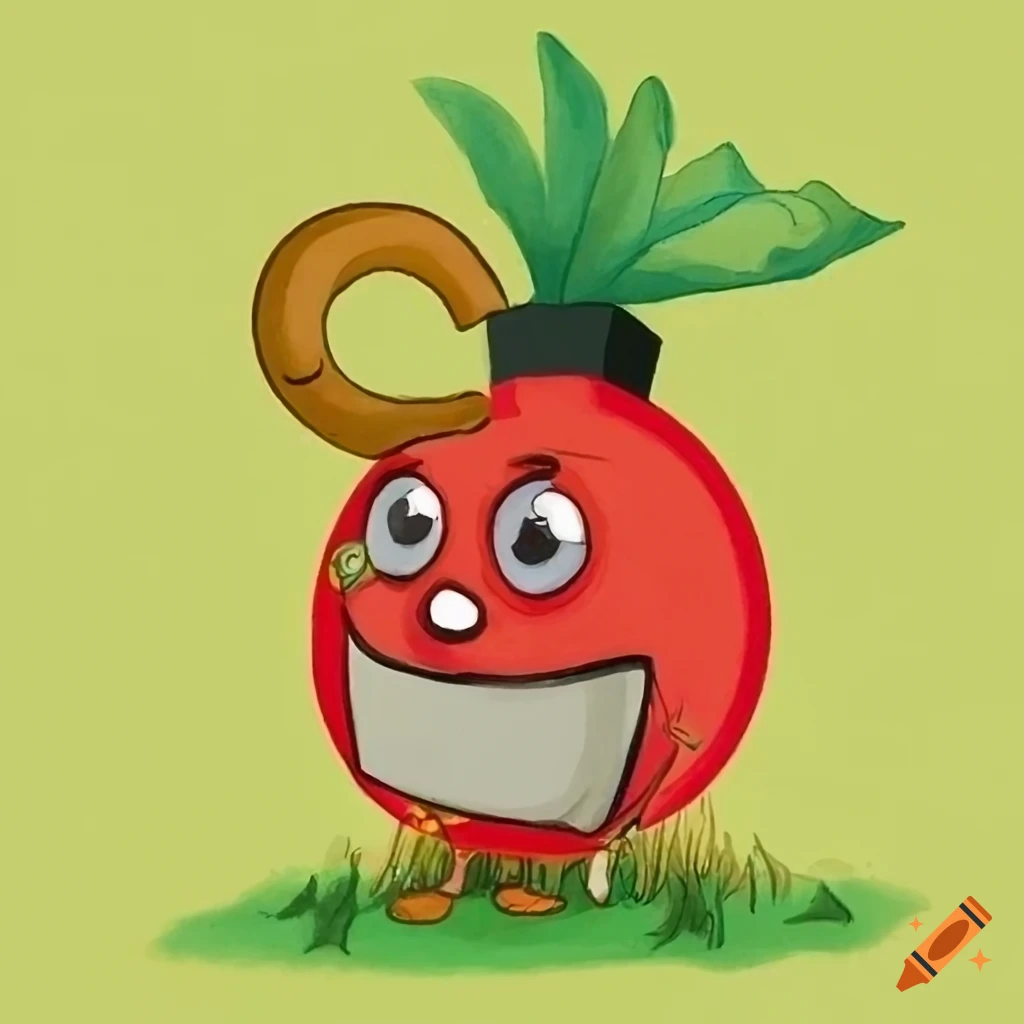 Children's book illustration of an anthropomorphised bomb character from "The Little Bomb That Could"