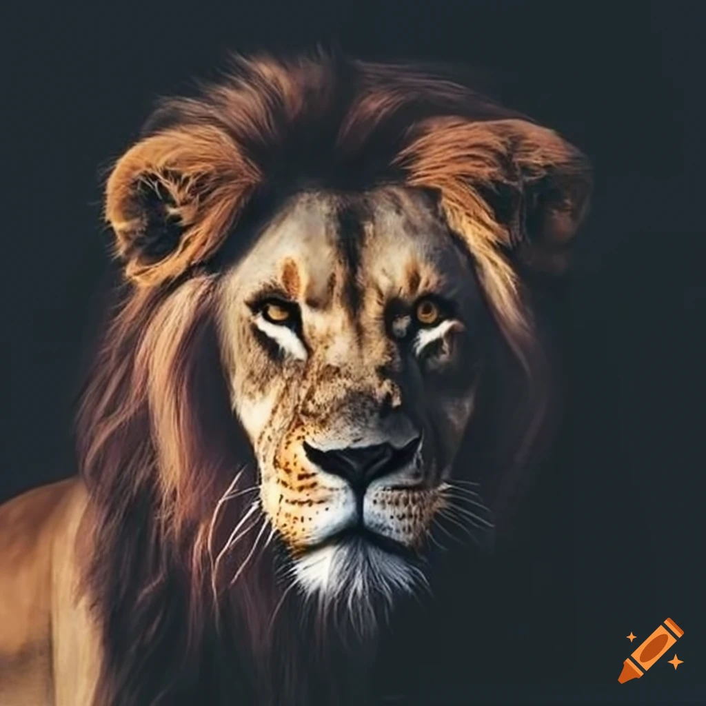 Lion in a dark setting