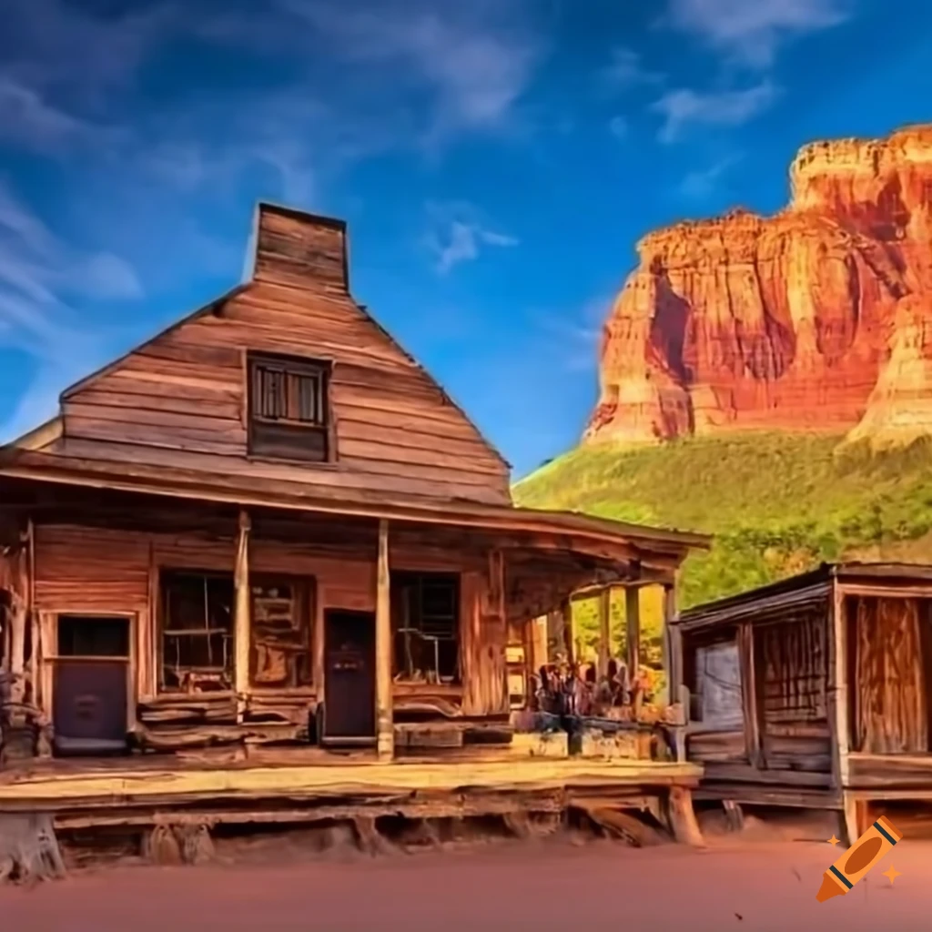 Old Western town with a busy saloon in Grand Canyon