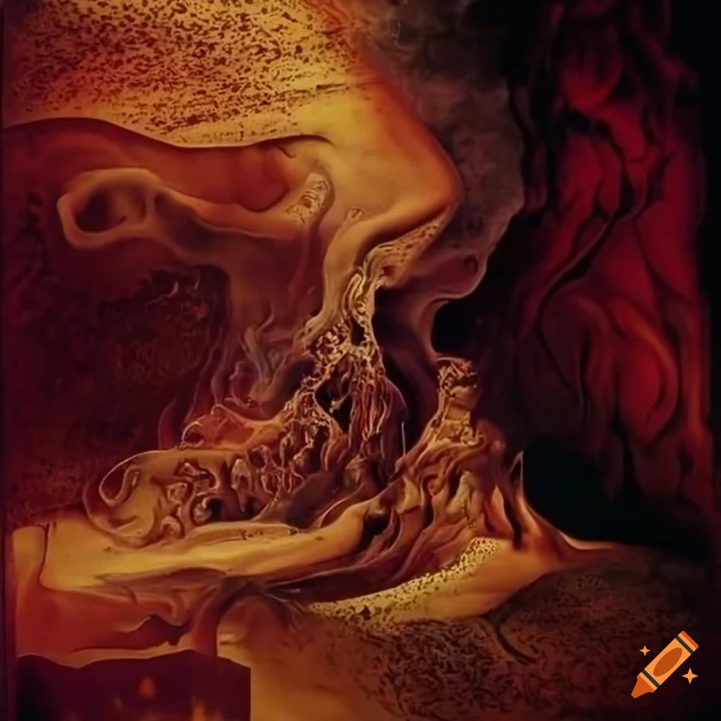 Baroque baron in a landscape reminiscent of hades with smoky background