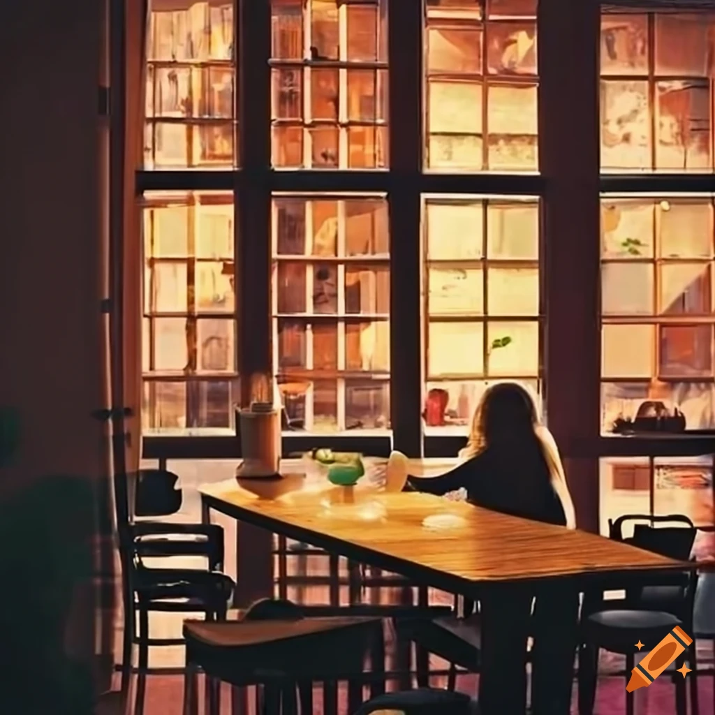 Cozy cafe with barista preparing coffee under sunlight