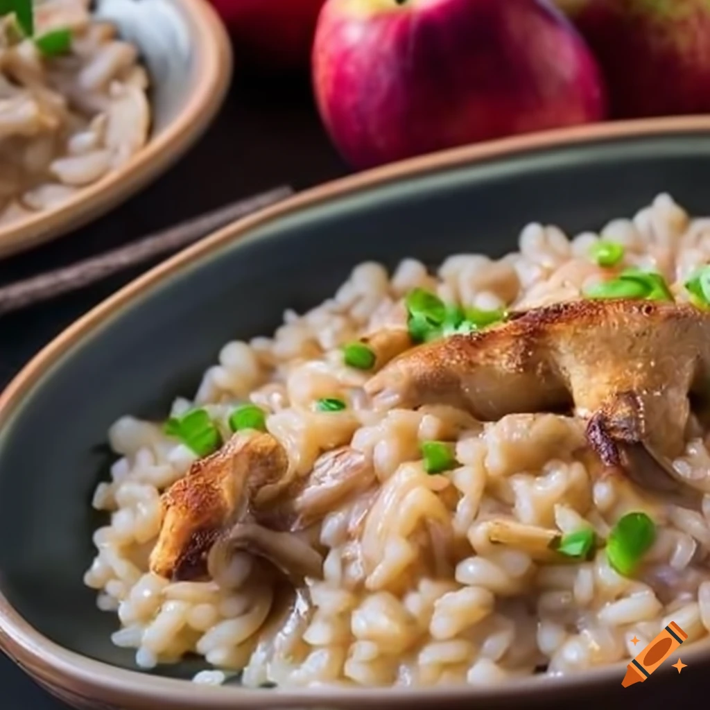 Creamy apple risotto with crispy duck