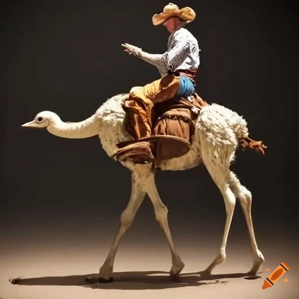 Cowboy riding an ostrich