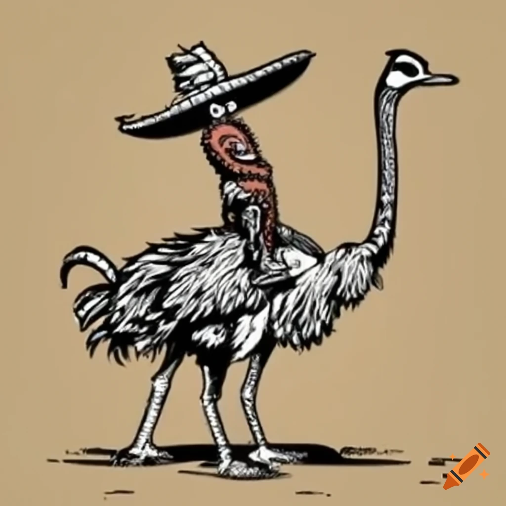 Cowboy riding an ostrich