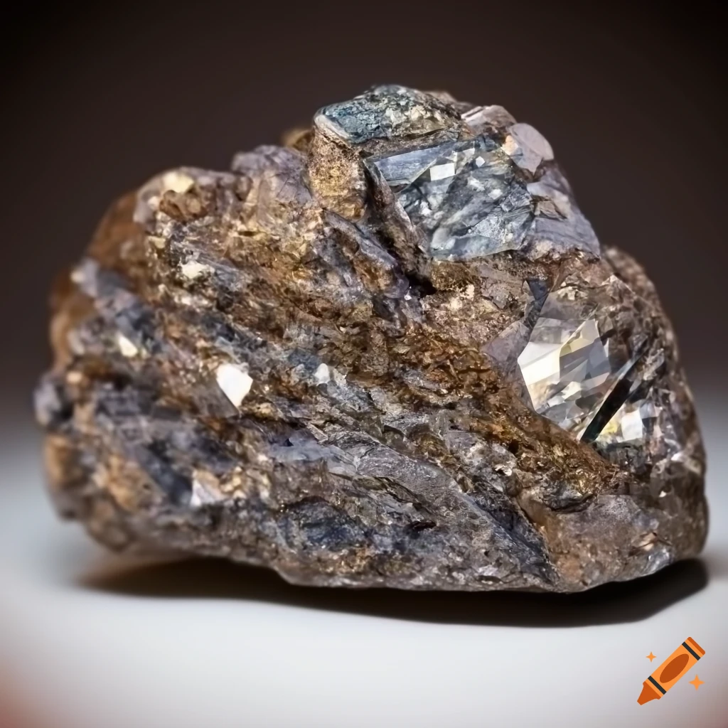 Hyper realistic zircon ore on white background showcasing detailed rock form and texture