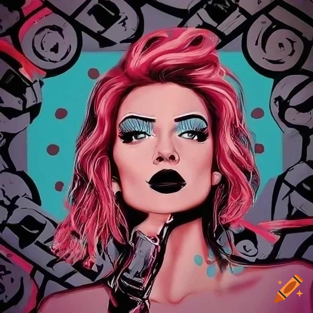 HinkyPunk motorcycle club in vibrant pop art style with a feminist touch