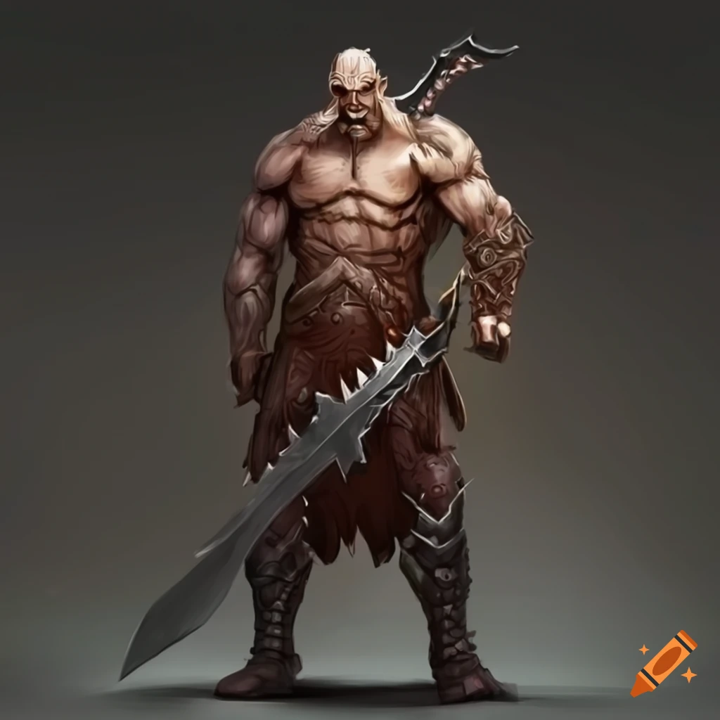 Colossal warrior wielding a giant two-handed sword in a fantasy style