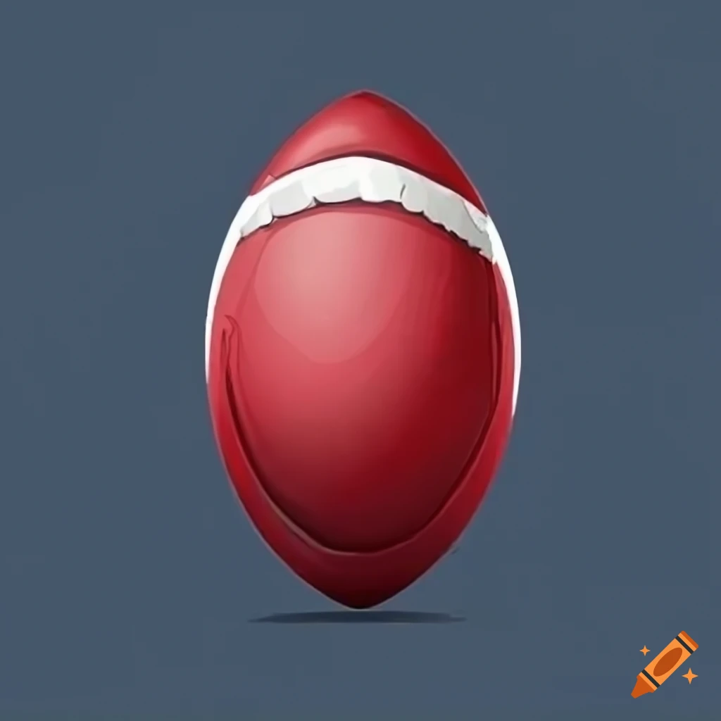 Rugby ball in red and white anime style