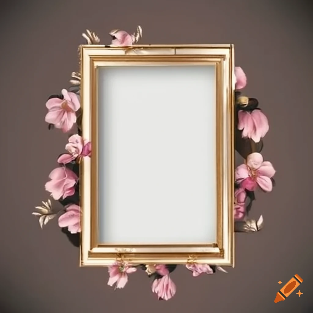 Gold, pink, and white floral frame border