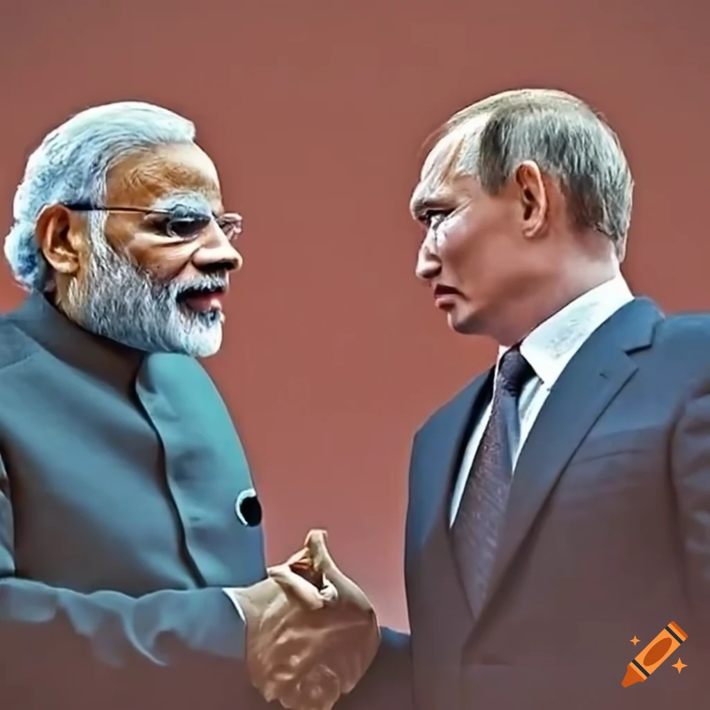 Modi and Putin signing a document