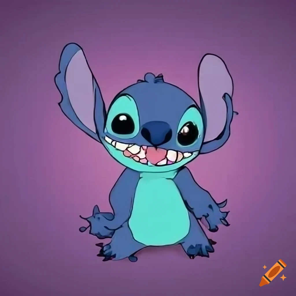Stitch character on a purple background wallpaper
