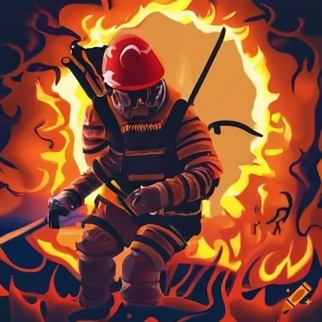 Firefighter in action