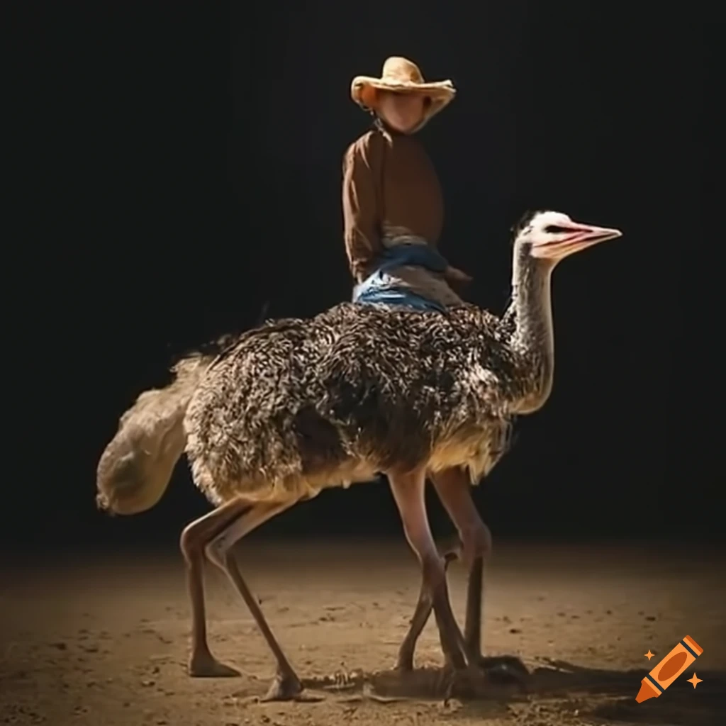 Cowboy riding an ostrich