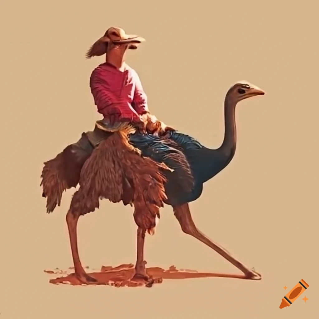 Cowboy riding an ostrich