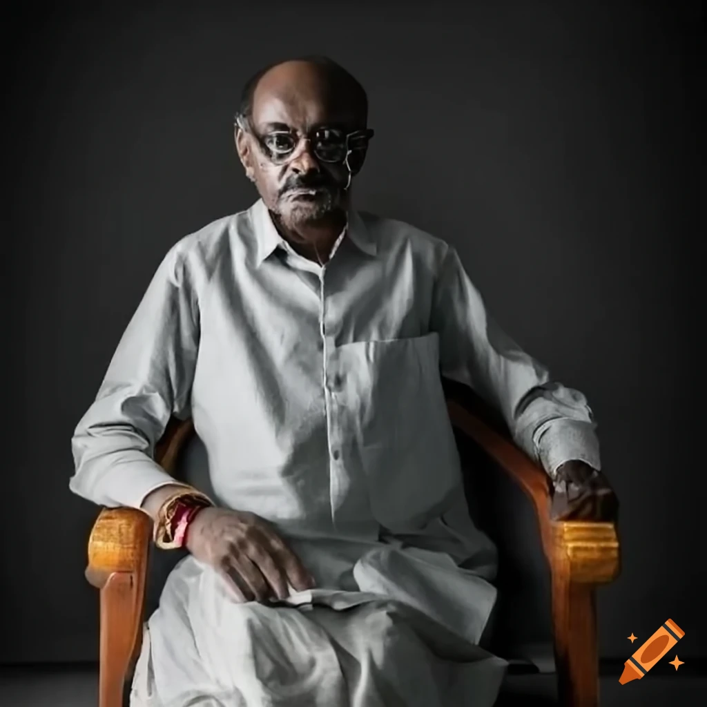 Uncle sitting in a chair dressed in a shirt and mundu