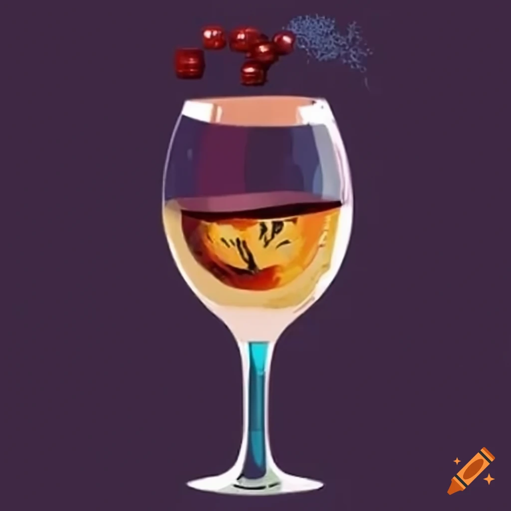 Una copa de vino estilizada con detalle artístico