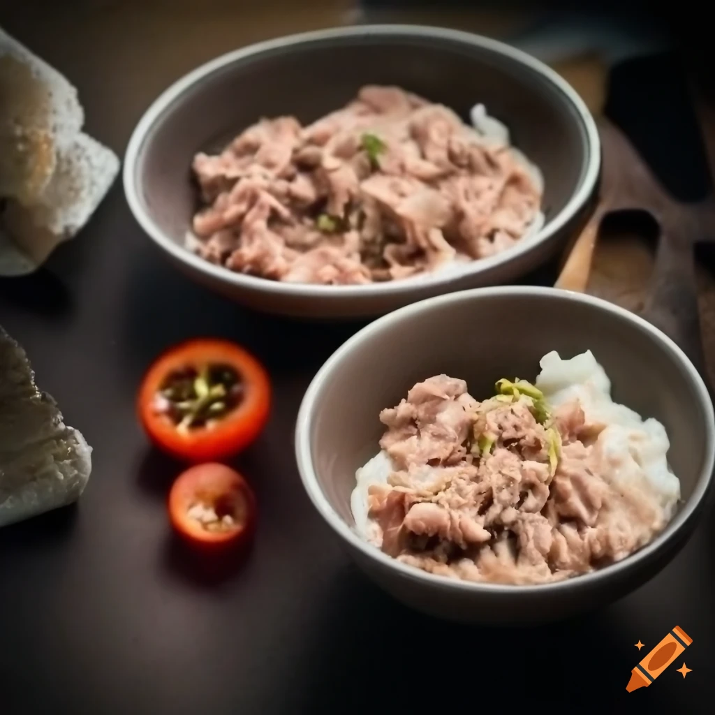 Delicious bowl of tuna with cream cheese and tomato