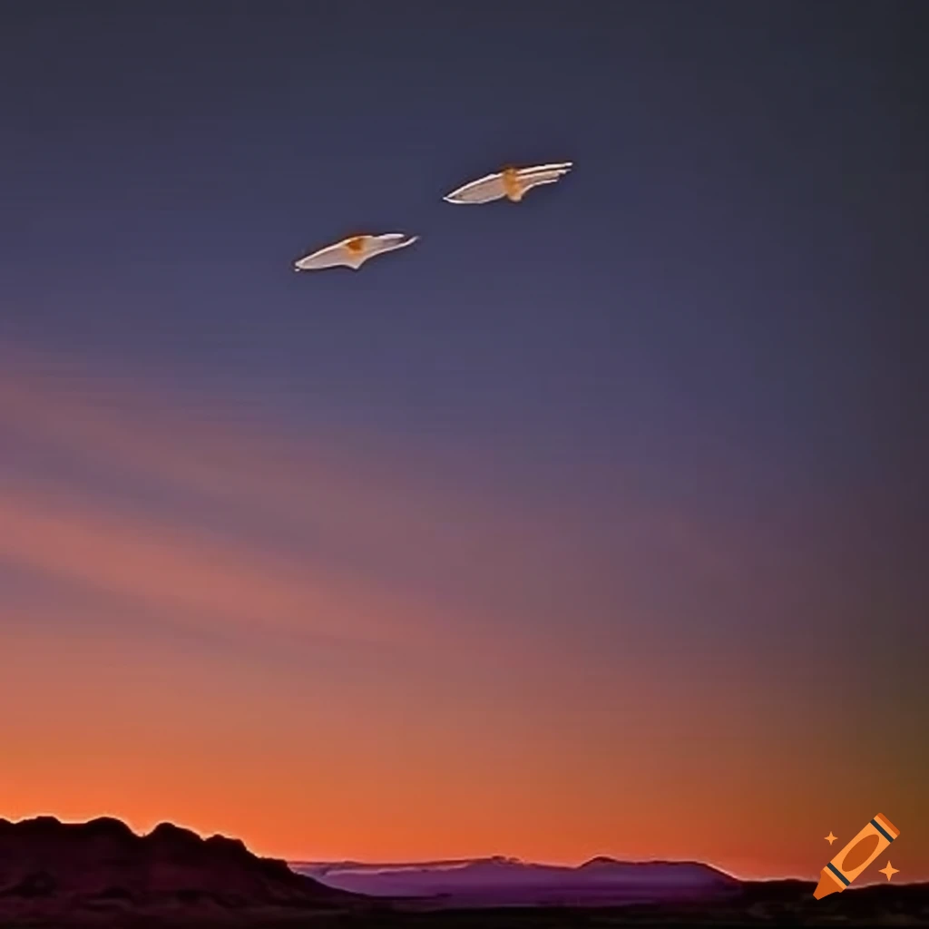 UFO over Arizona desert landscape at evening