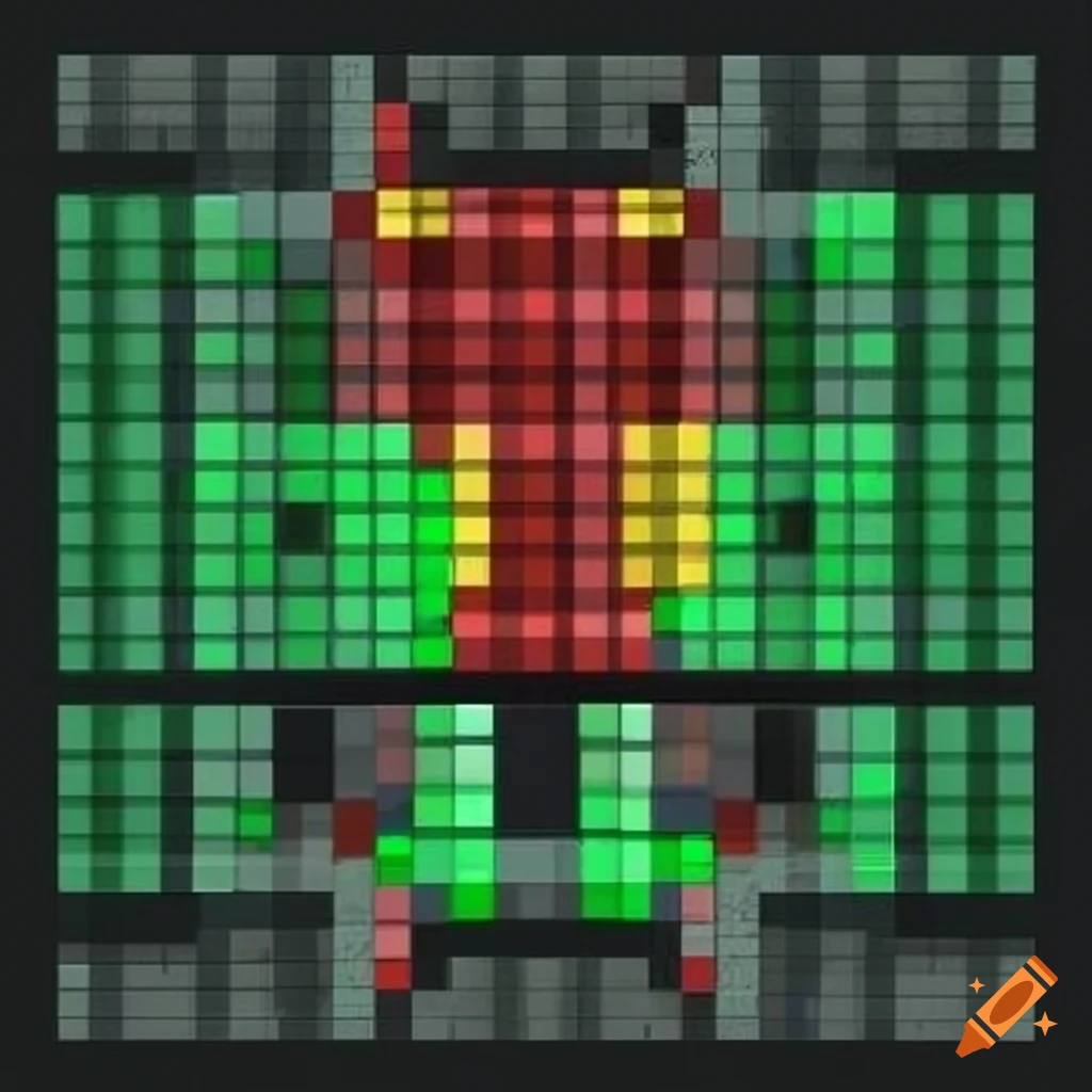 Pixel soldier falling through grid scape