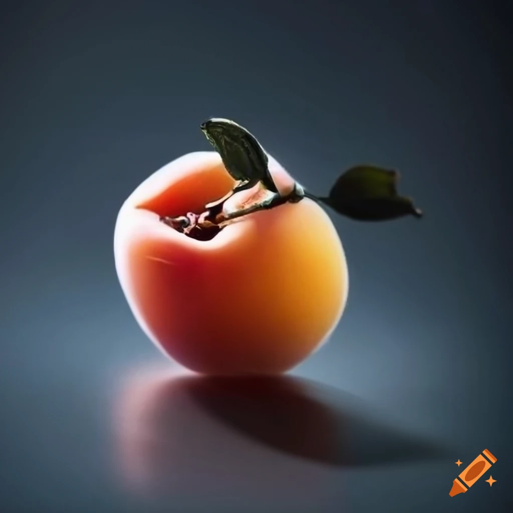 Apricot blossoms on a sparkling glass stave against black backdrop in a mythological setting