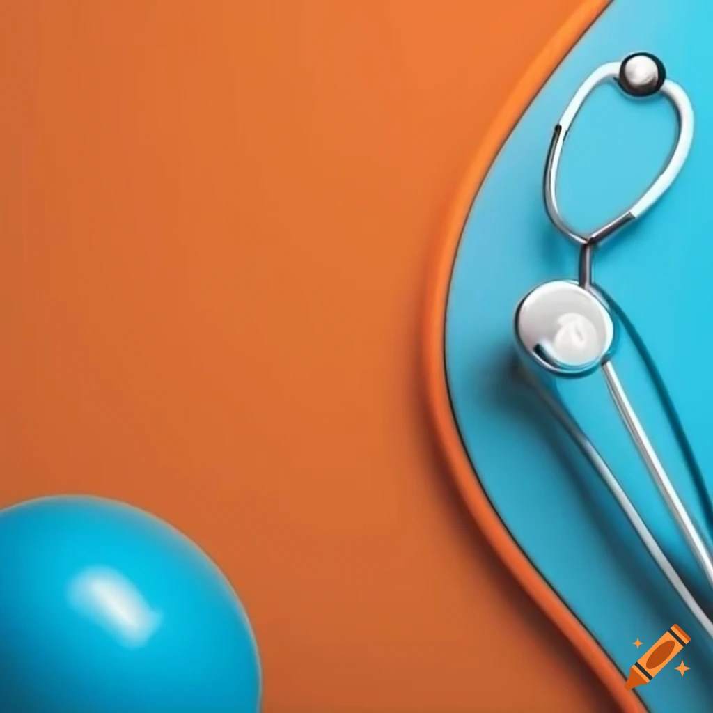 Medical desktop with soft blue and orange objects