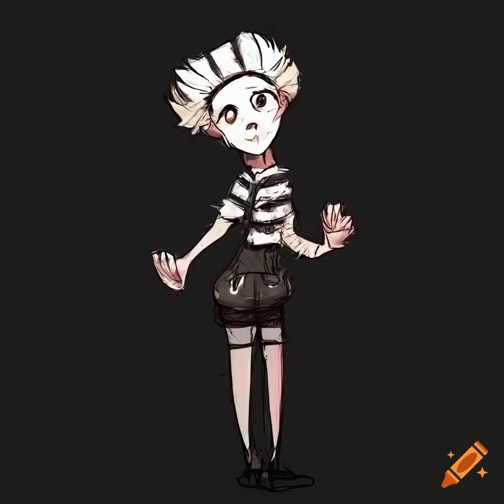 Mime outfit and trousers in the style of Dont Starve