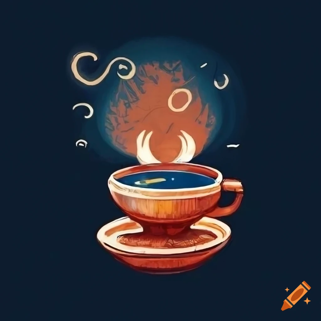 Hand-drawn Gundam themed illustration for a coffee shop logo